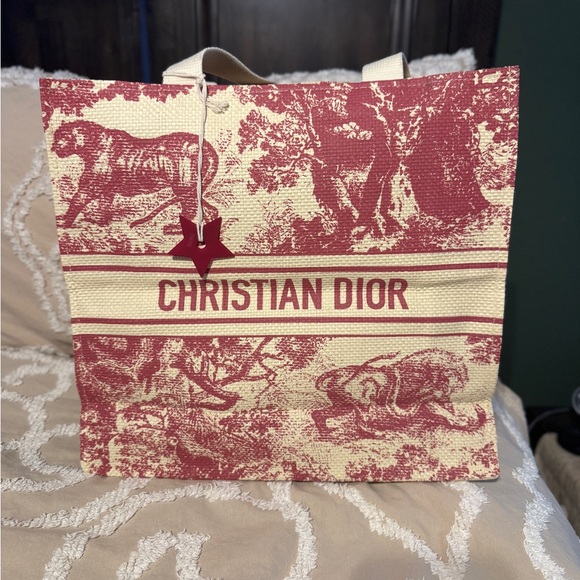 Dior Red and Cream Tote Bag - Picture 1 of 2